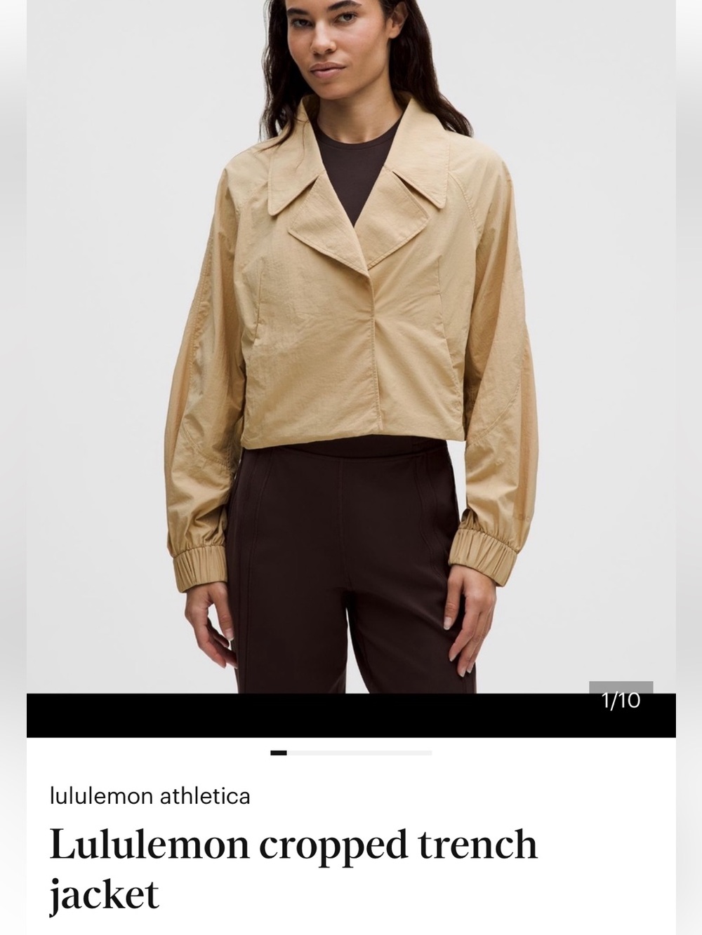 Lululemon cropped trench jacket NWOT SIZE XS TAN